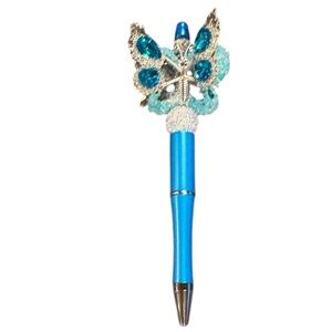 Blue Bouncing Butterfly Beaded Pen